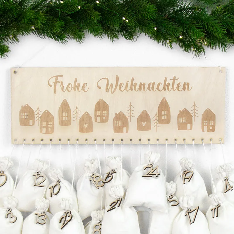 Adventskalender | Holz | Leiste | Häuser | personalisierbar