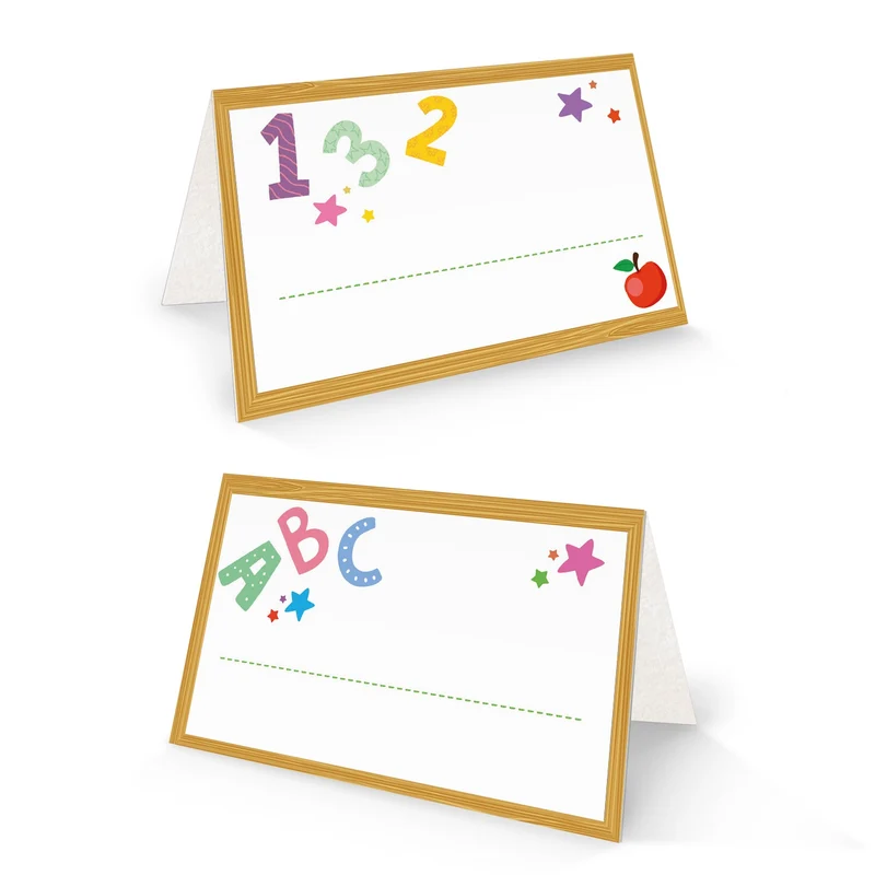 Tischkarten Einschulung 25 Stück mit ABC und Zahlen, 8,5 × 5,5 cm
