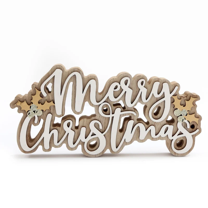 Merry Christmas Wooden Word Block | Festive Freestanding Wooden Letter Sign 22cm