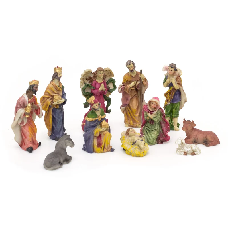 Traditional Christmas Nativity Scene With 11 Beautiful Detailed Figures | Resin Statues And Stable Manger Scene Crib Figurines | Christmas Nativity Set With Figures