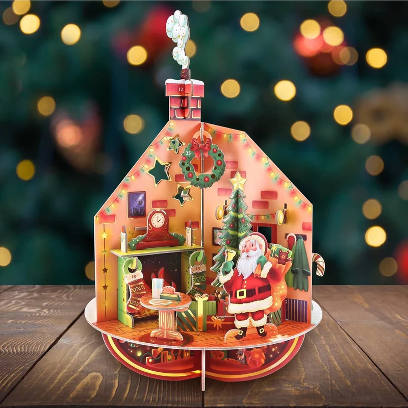 3D Deck the Halls Christmas Advent Calendar Pop-Up Pirouette Countdown Calendar