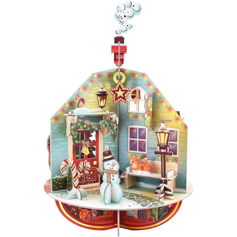 3D Deck the Halls Christmas Advent Calendar Pop-Up Pirouette Countdown Calendar