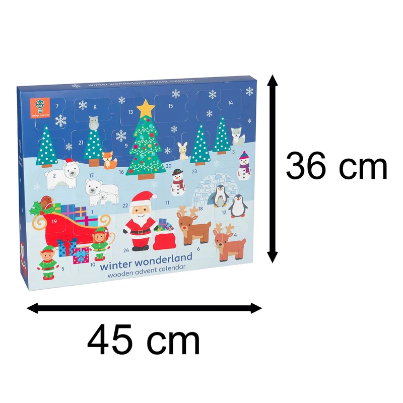 Children's Wooden Winter Wonderland Christmas Advent Calendar | Wood Advent Calendar Advent Calendar For Kids | Santa Claus Playset Advent Calendar
