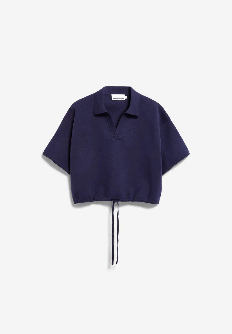 KOMPAKTER POLO-STRICKPULLOVER | tinted navy