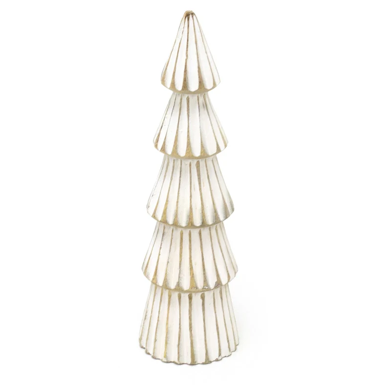 Shabby Chic White Wooden Christmas Tree | Rustic Christmas Tree Ornament - 26cm