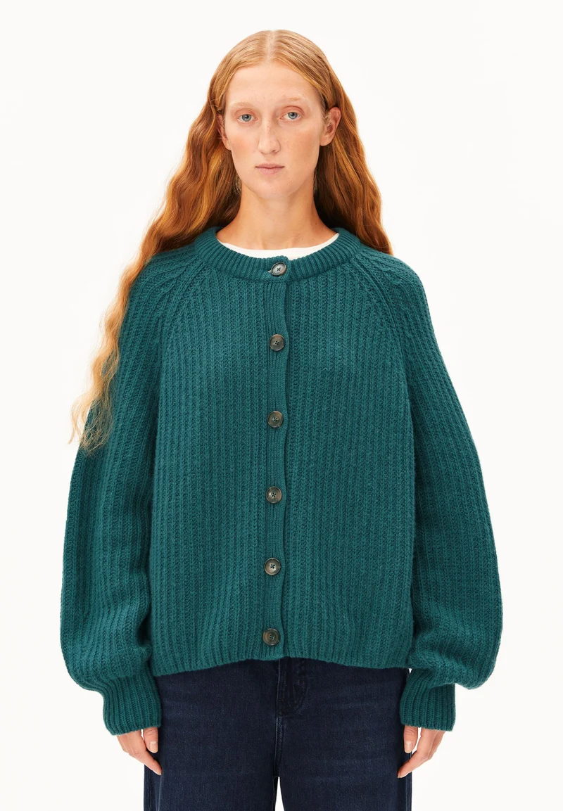 RIPP-STRICKJACKE | petrol velvet