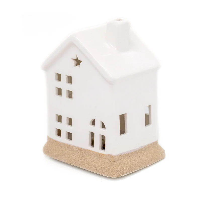 White Ceramic LED House | Christmas Village Light Up House Festive Ornament