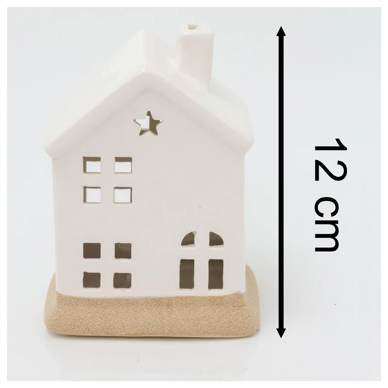 White Ceramic LED House | Christmas Village Light Up House Festive Ornament