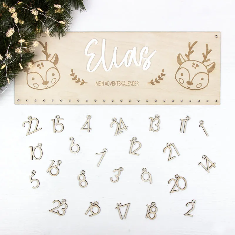 Adventskalender | Holz | Leiste | Rentier | Acryl | personalisierbar