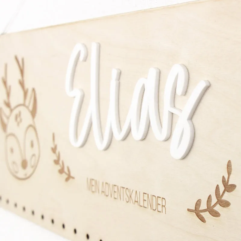 Adventskalender | Holz | Leiste | Rentier | Acryl | personalisierbar