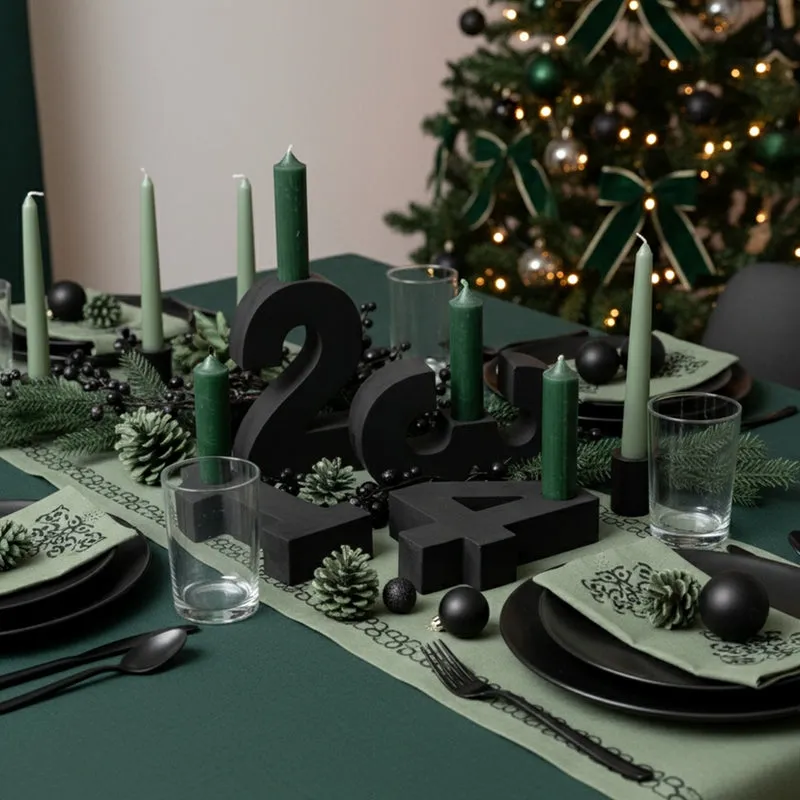 Adventszahlen Adventskranz 1-4 Kerzenhalter Zahlen aus Gießbeton Weihnachtsdeko Advent schwarz - Grün