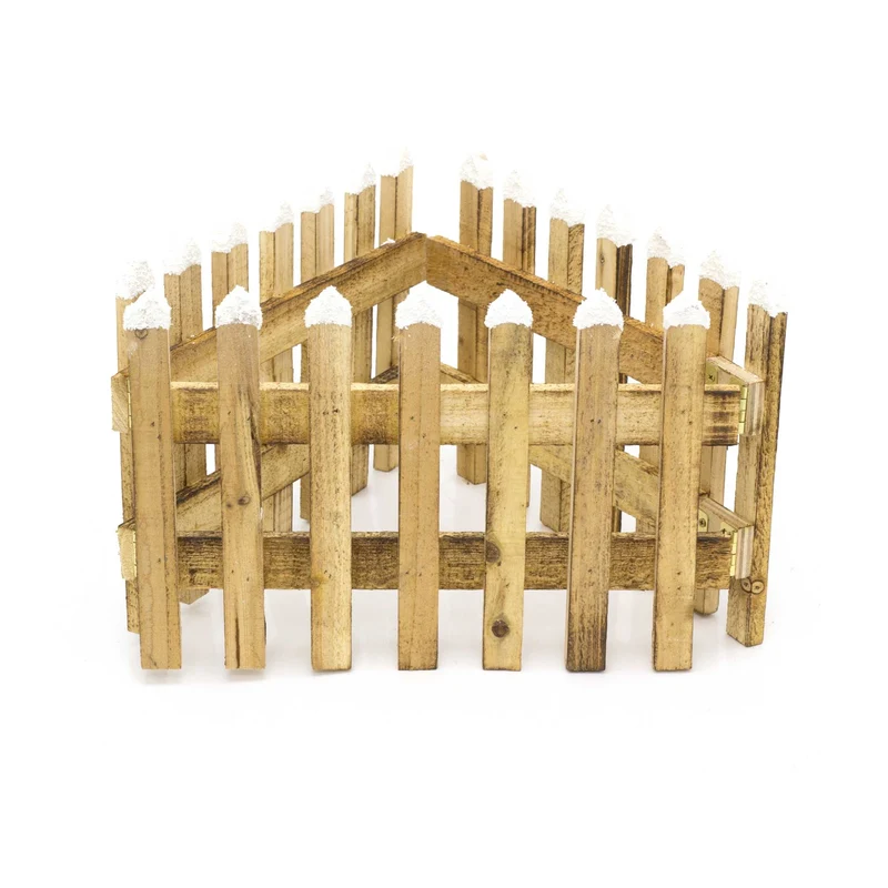 Christmas Miniature Wooden Fence Decoration | Snow Topped Mini Picket Fence | Christmas Tree Xmas Decoration
