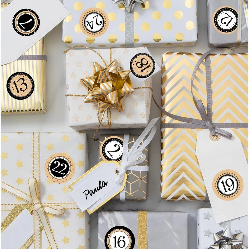 5 x 24 Adventskalenderzahlen Aufkleber Ø 4 cm