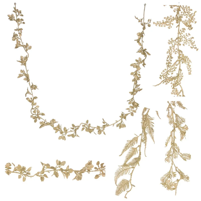 170cm Gold Leaf Garland Glitter Garland Christmas | Artificial Vine Christmas Tree Garlands | Leaf Garland - Design Varies One Supplied