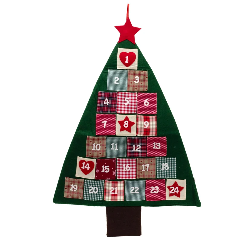 Christmas Tree Advent Calendar | Reusable 24 Pocket Advent Calendar - 90cm