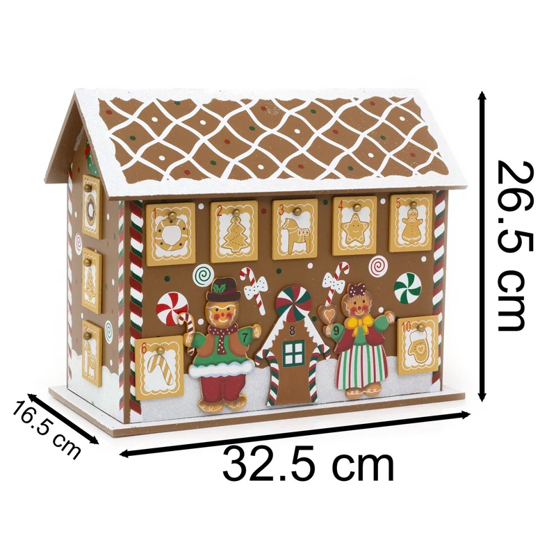 Gingerbread House Advent Calendar | 24 Drawer Christmas Calendar - 27x32cm