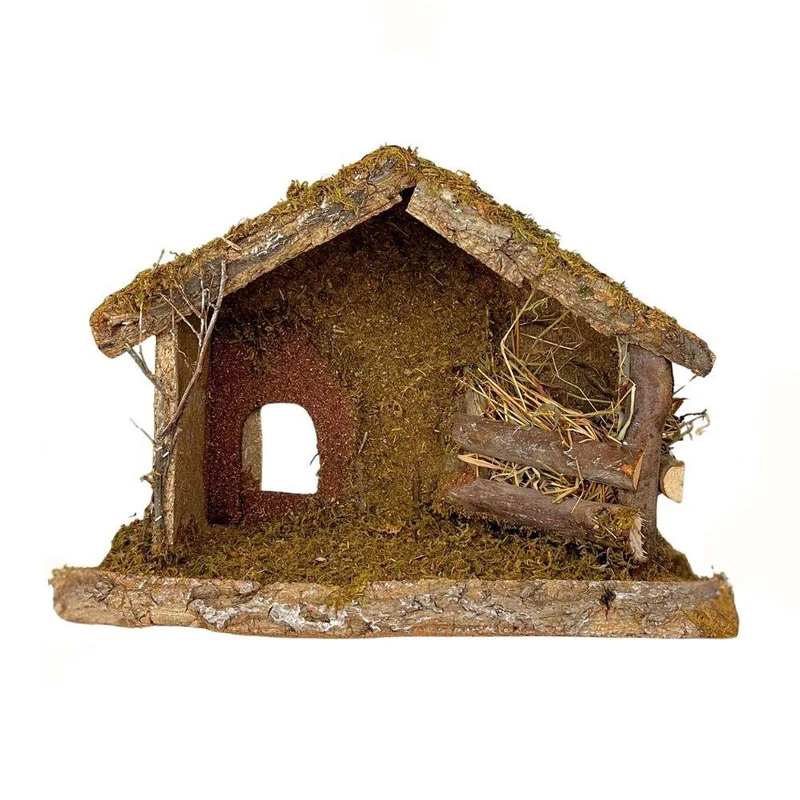 Traditional Rustic Stable Barn Christmas Decoration For Nativity Figures