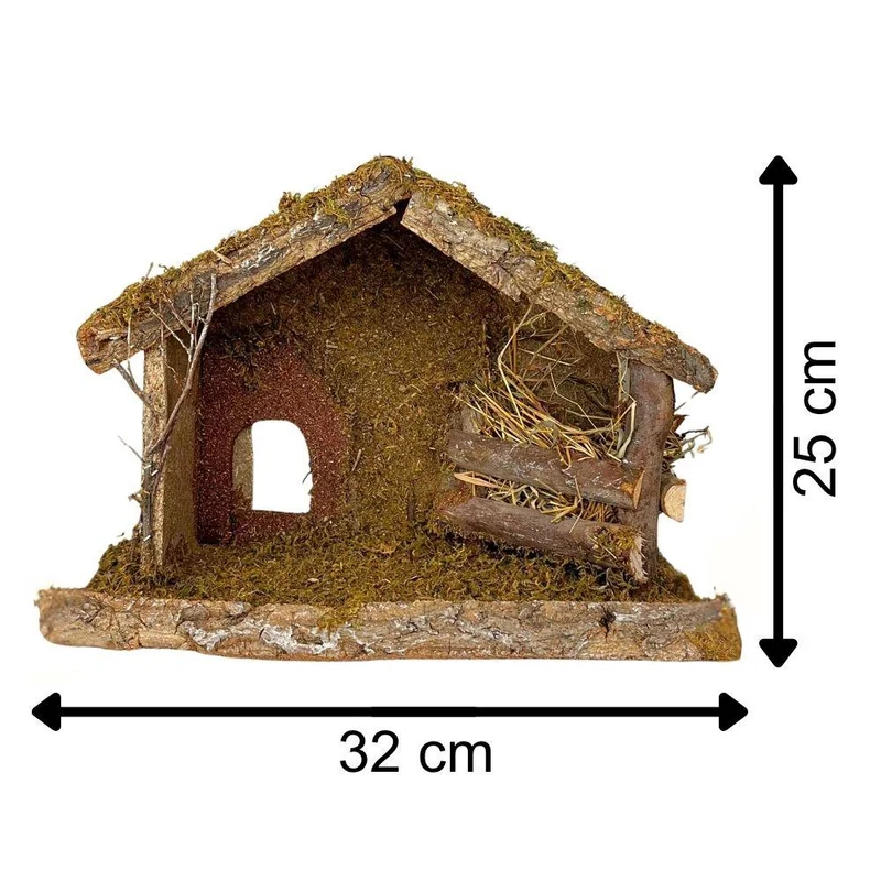 Traditional Rustic Stable Barn Christmas Decoration For Nativity Figures