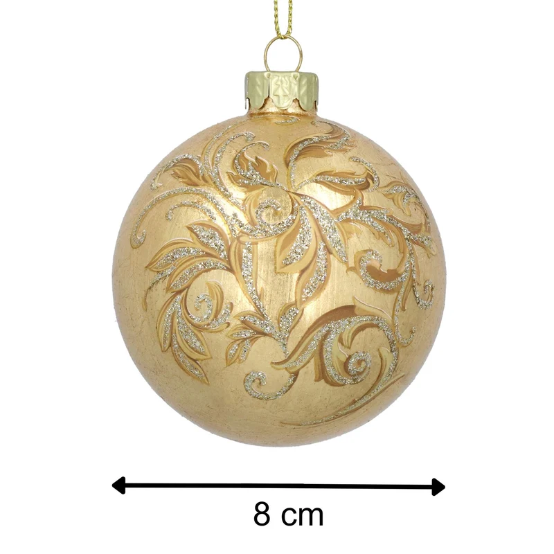 Gold Rococo Christmas Bauble | Baroque Christmas Tree Hanging Ornament - 8cm