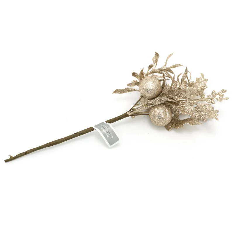 27cm Chic Glitter Christmas Spray Pick | Artificial Holly Christmas Decoration | Xmas Floral Spray Flower Pick - Design Varies One Supplied