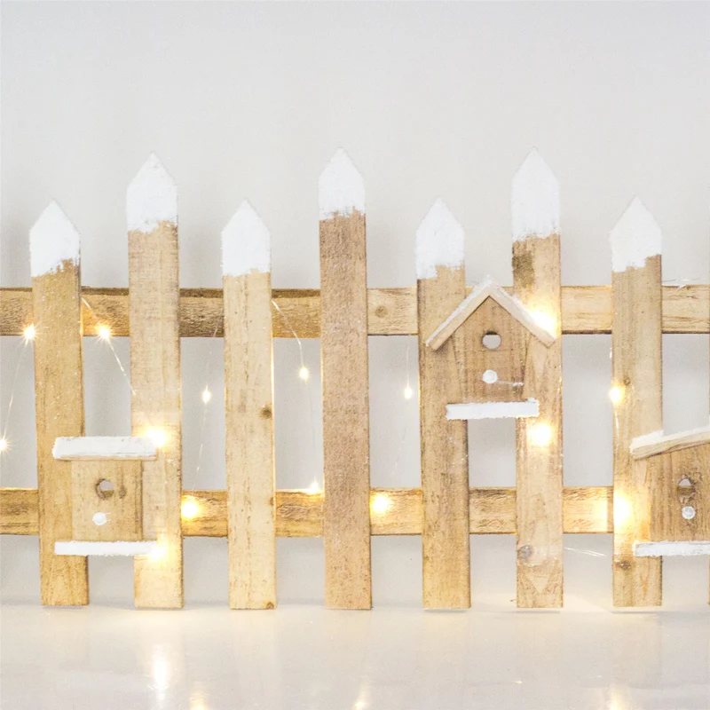 Christmas Tree Skirt Wooden LED Snow Fence Decoration | Snow Topped Mini Picket Fence | Christmas Tree Decoration