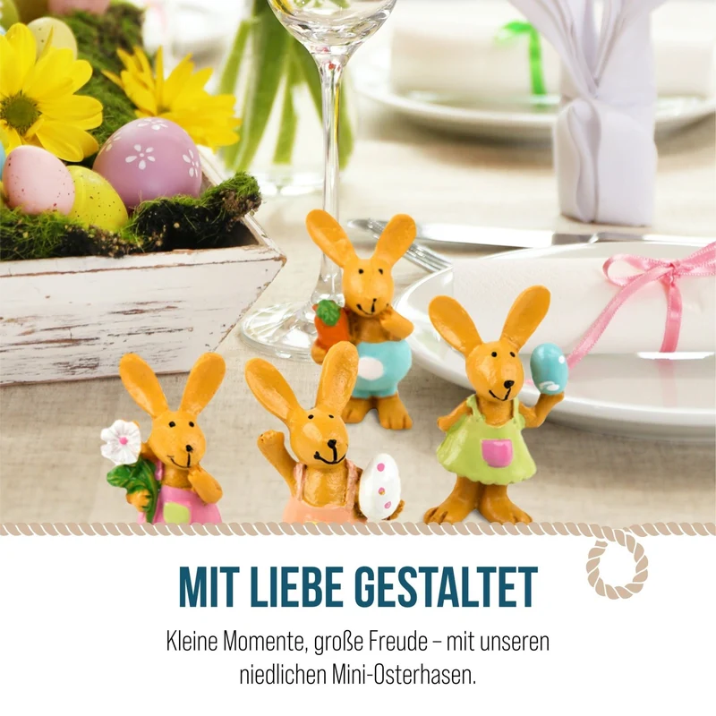 4 kleine Osterhasen Figuren braun bunt 5,5 cm