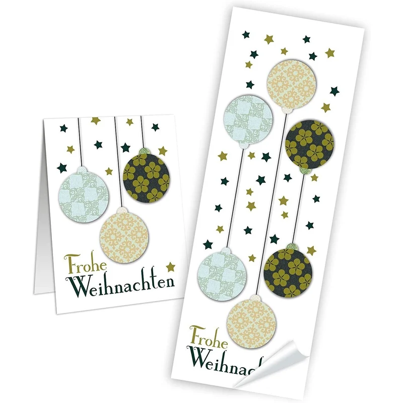 SET - 2 x 25 lange Weihnachtsaufkleber mit verschiedenen Designs in 5 x 14,8 cm