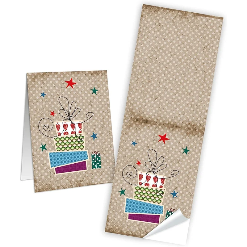 Weihnachtsaufkleber SET 4 x 25 lange Aufkleber 5 x 14,8 cm - Geschenkaufkleber Weihnachten