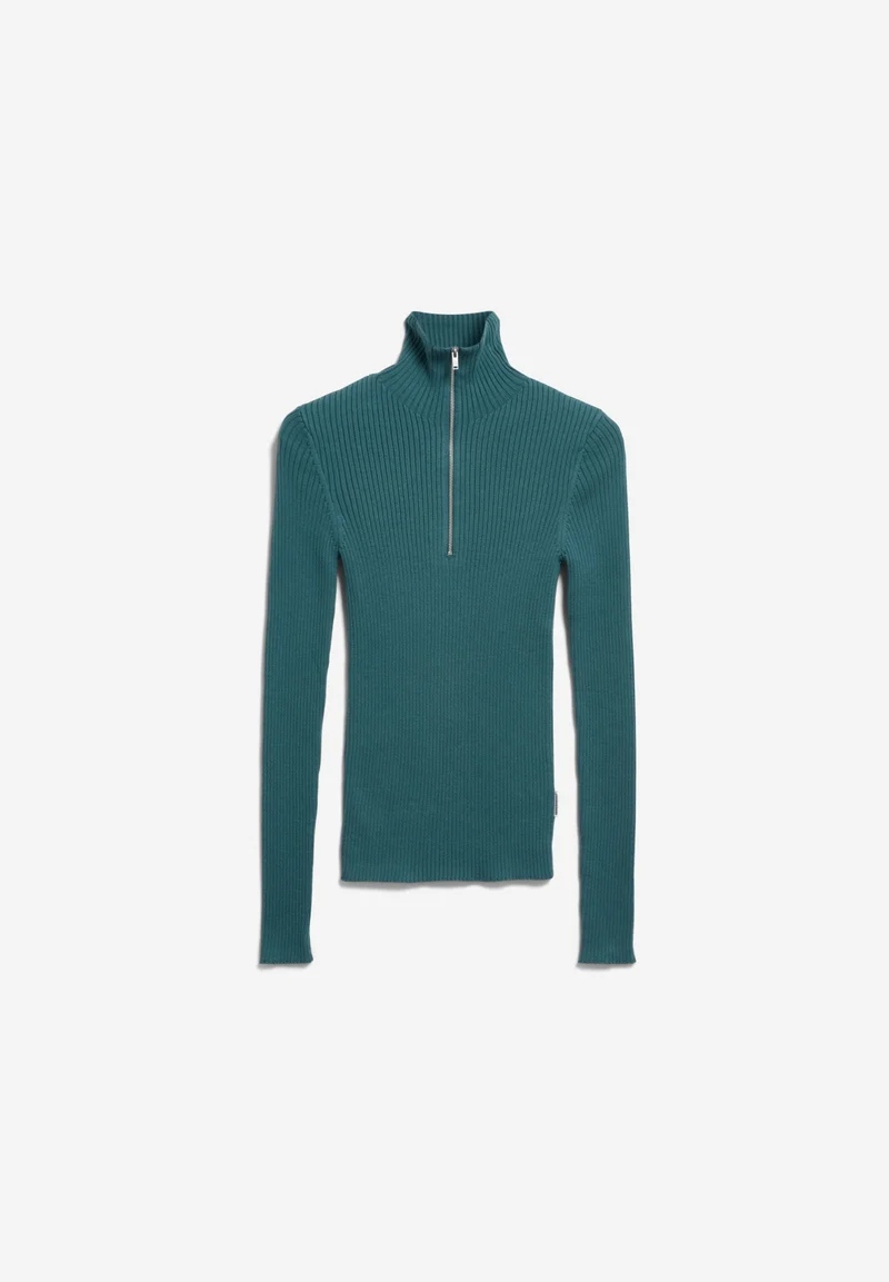 BAUMWOLL-STRICKTROYER | petrol velvet
