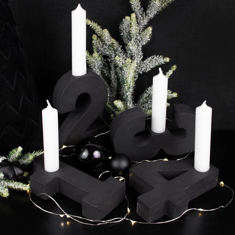 Adventszahlen Adventskranz 1-4 Kerzenhalter Zahlen aus Gießbeton Weihnachtsdeko Advent schwarz