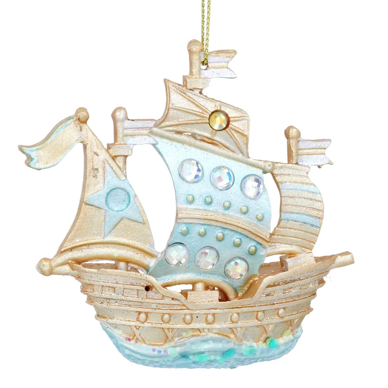 Pirate Ship Christmas Bauble | Nautical Ship Christmas Tree Ornament - 8cm