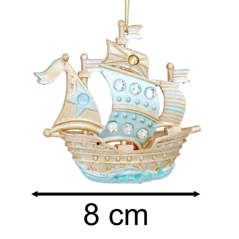 Pirate Ship Christmas Bauble | Nautical Ship Christmas Tree Ornament - 8cm
