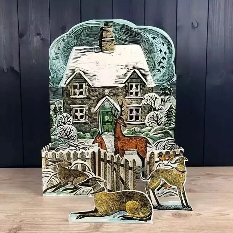 Christmas Cottage Pop-up 3D Advent Calendar | Animal Christmas Calendar 40x30cm