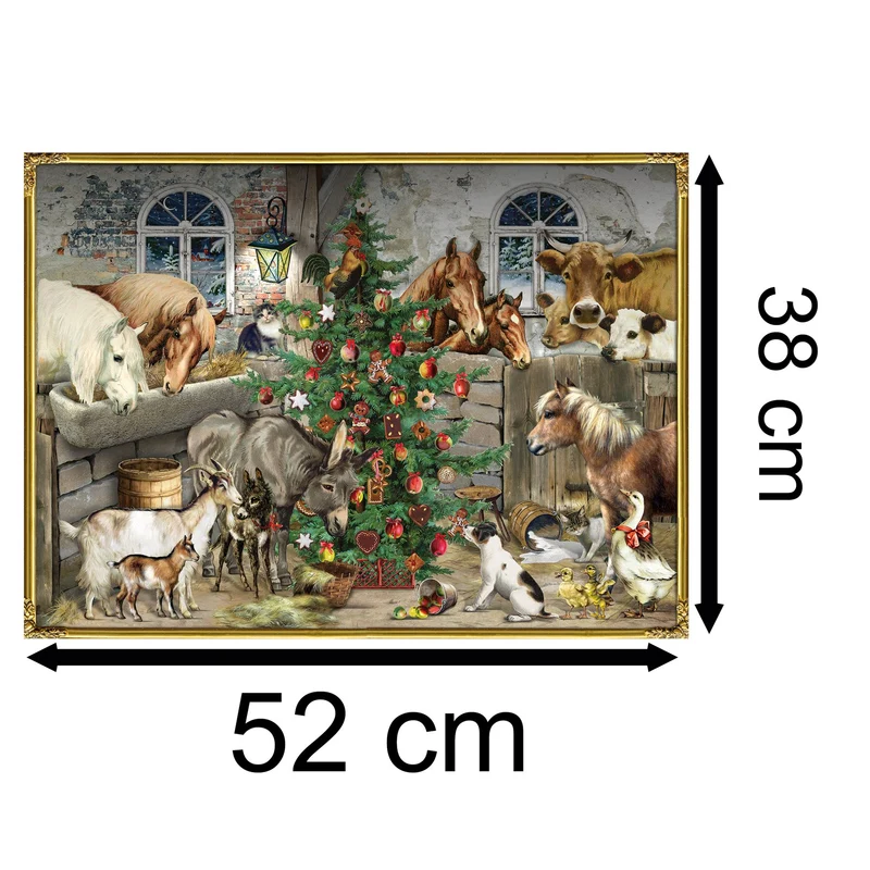 Large Christmas Advent Calendar Christmas At The Farm | Animal Advent Calendar Traditional Advent Calendar | Picture Advent Calendar Paper Advent Calendar