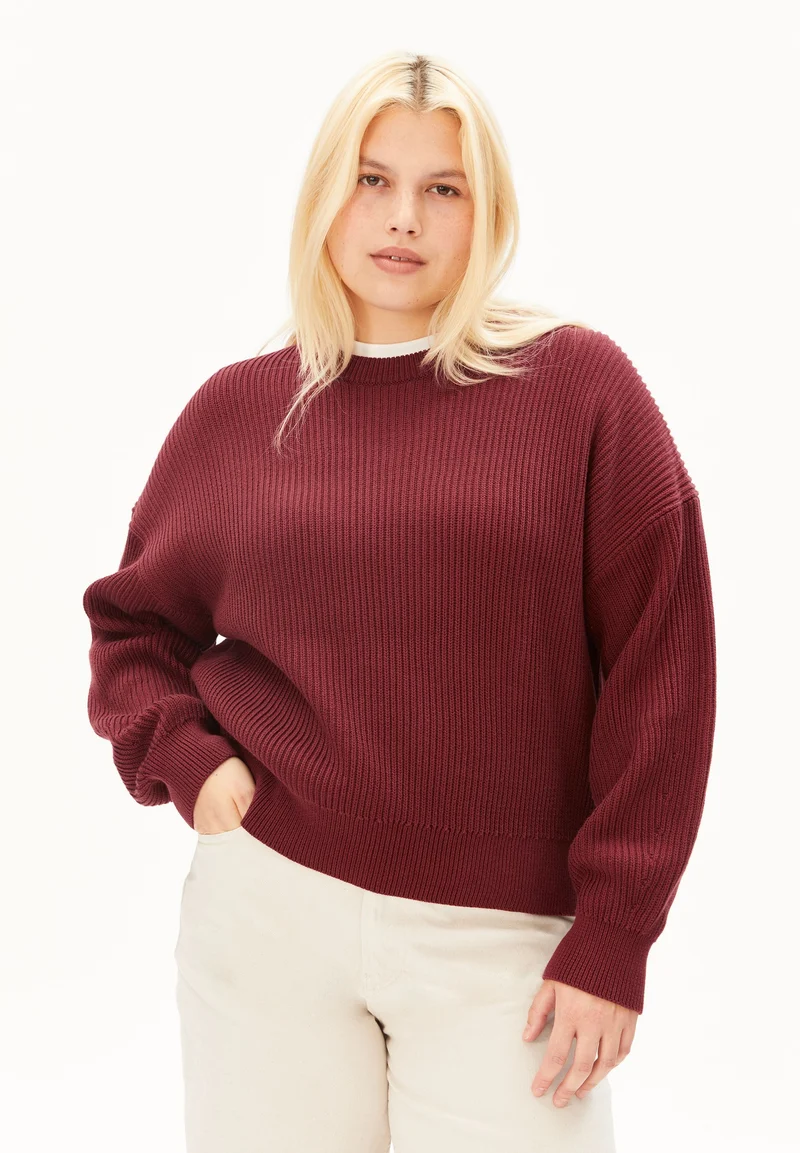 VANISÉ RIPP-STRICKPULLOVER | velvet red-light velvet red