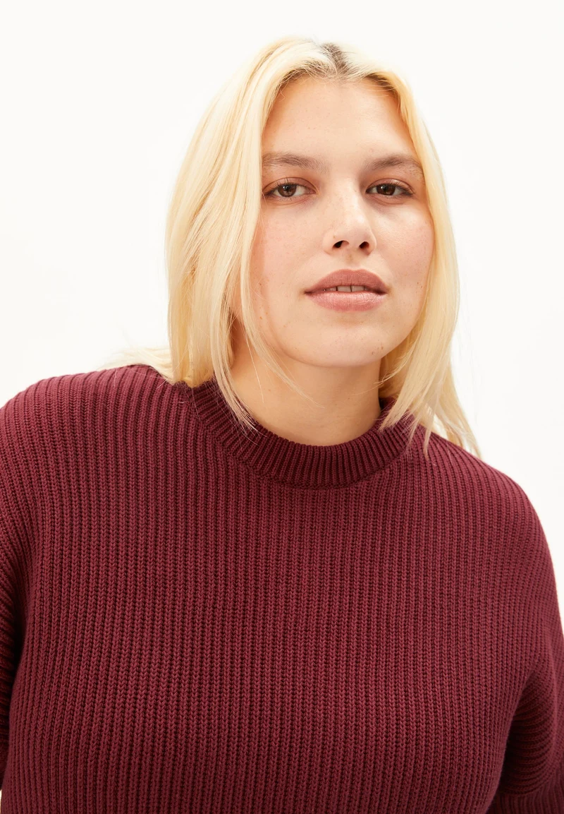 VANISÉ RIPP-STRICKPULLOVER | velvet red-light velvet red
