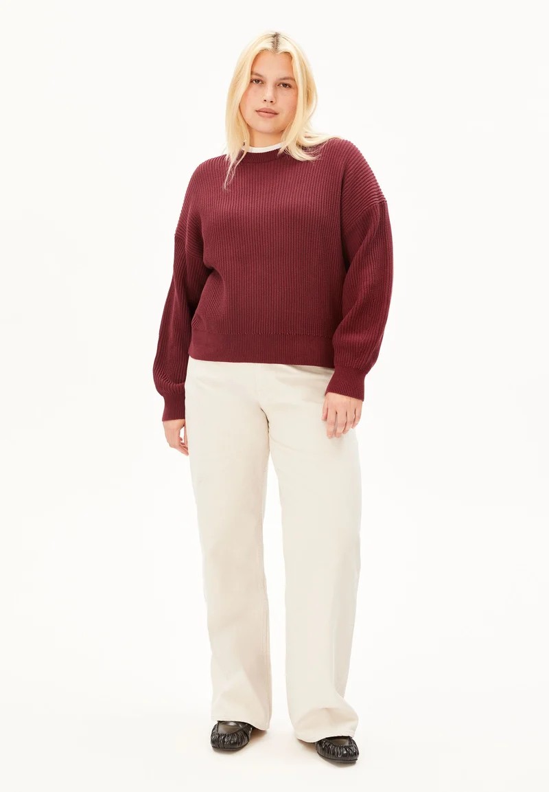 VANISÉ RIPP-STRICKPULLOVER | velvet red-light velvet red