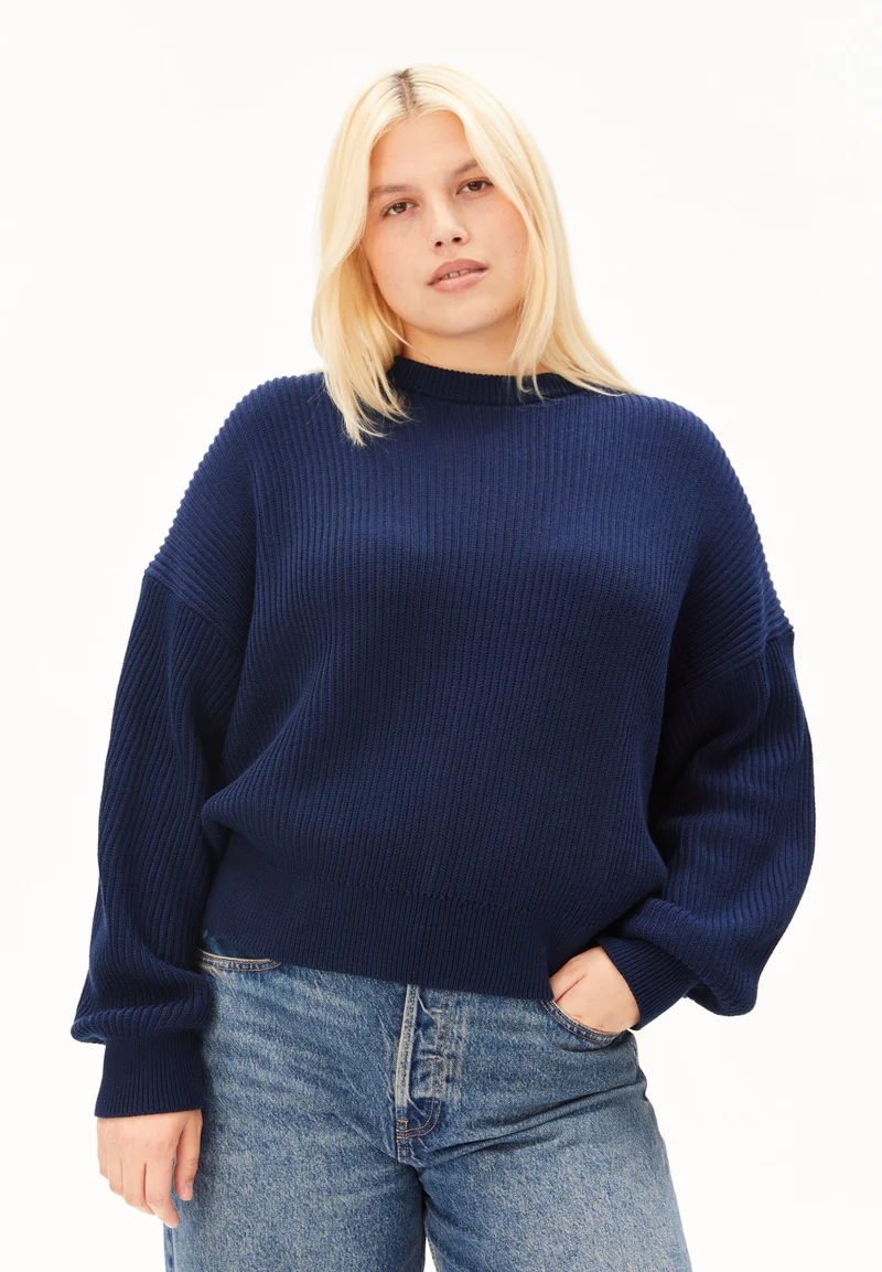 VANISÉ RIPP-STRICKPULLOVER | tinted navy-light tinted navy