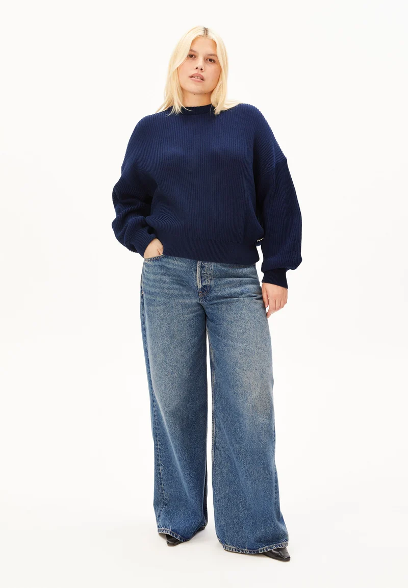 VANISÉ RIPP-STRICKPULLOVER | tinted navy-light tinted navy