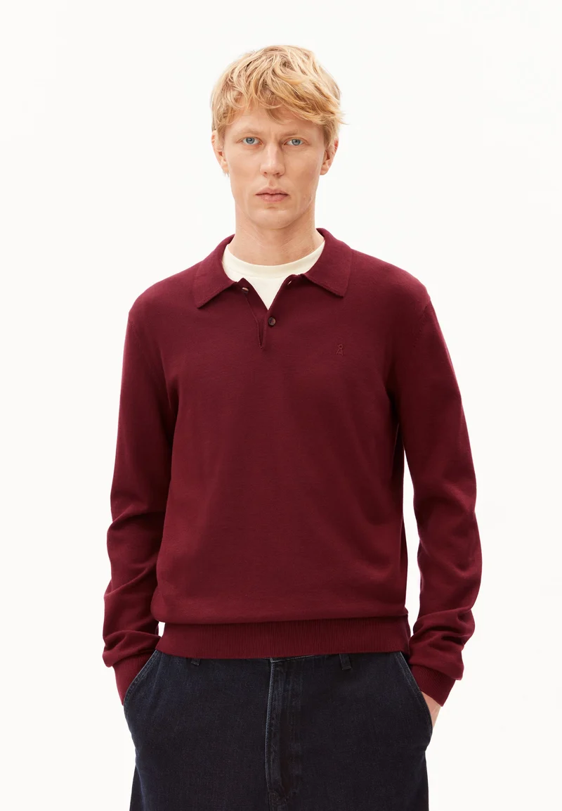 STRICK-POLOLANGARMSHIRT | velvet red