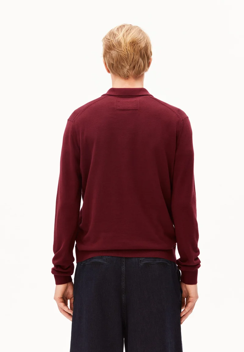STRICK-POLOLANGARMSHIRT | velvet red