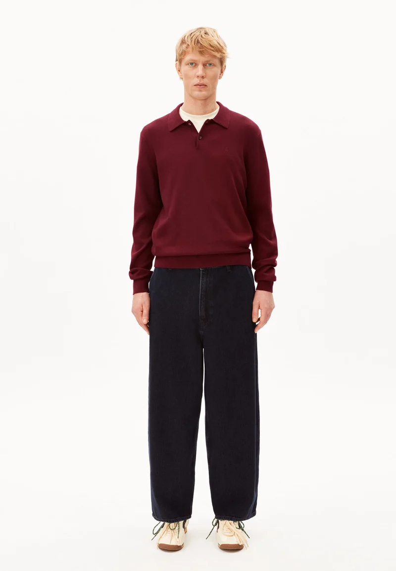 STRICK-POLOLANGARMSHIRT | velvet red