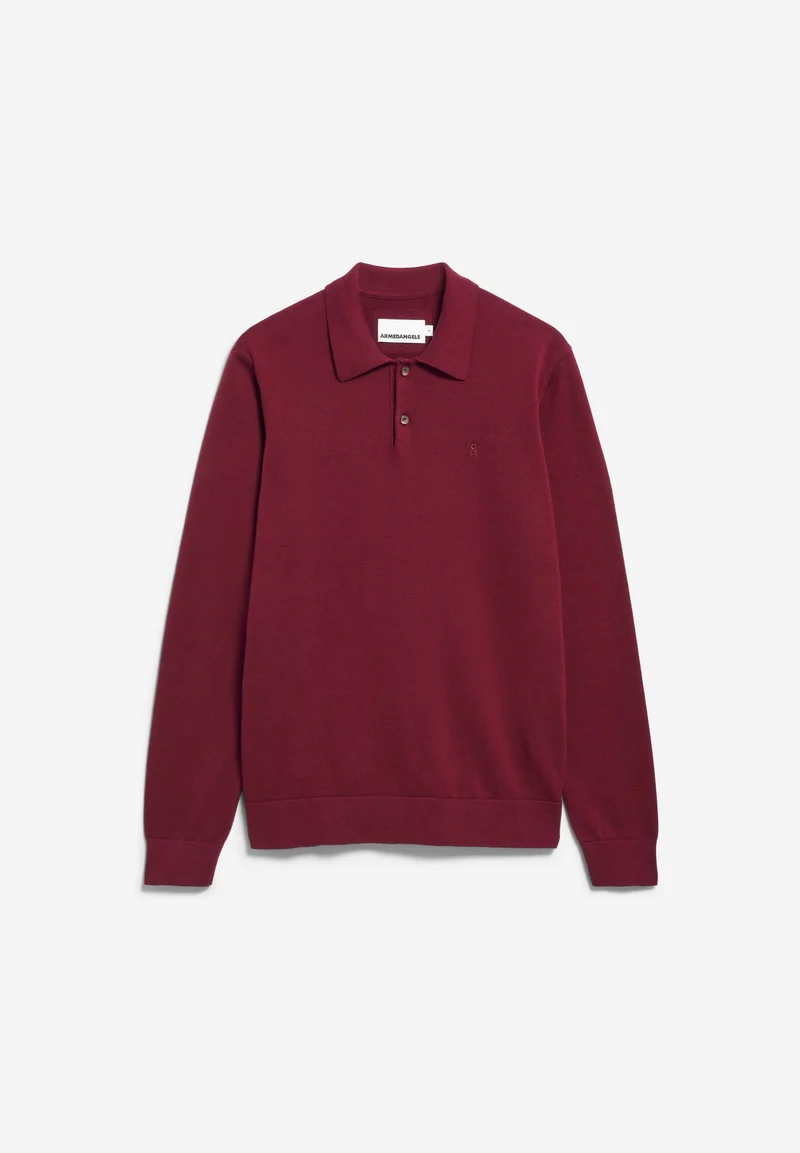 STRICK-POLOLANGARMSHIRT | velvet red