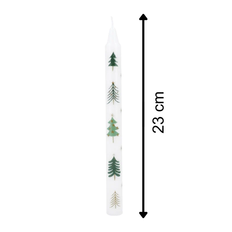 Christmas Tree Dinner Candle | Tall Unscented Taper Christmas Candle - 23cm