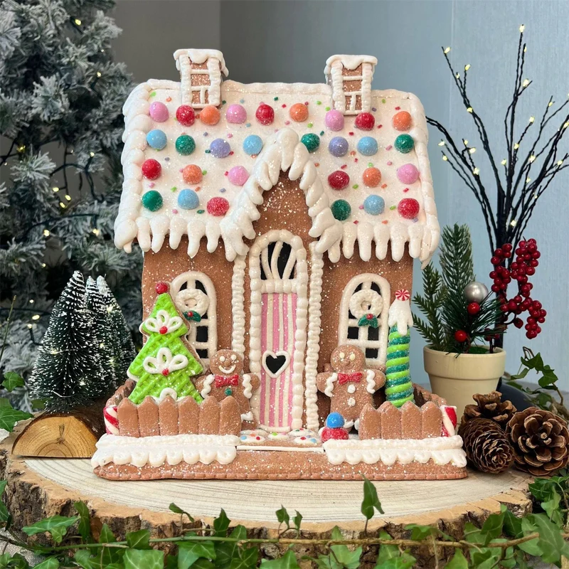 Light Up Gingerbread House | LED Christmas Ornament Candy House Decoration 29cm