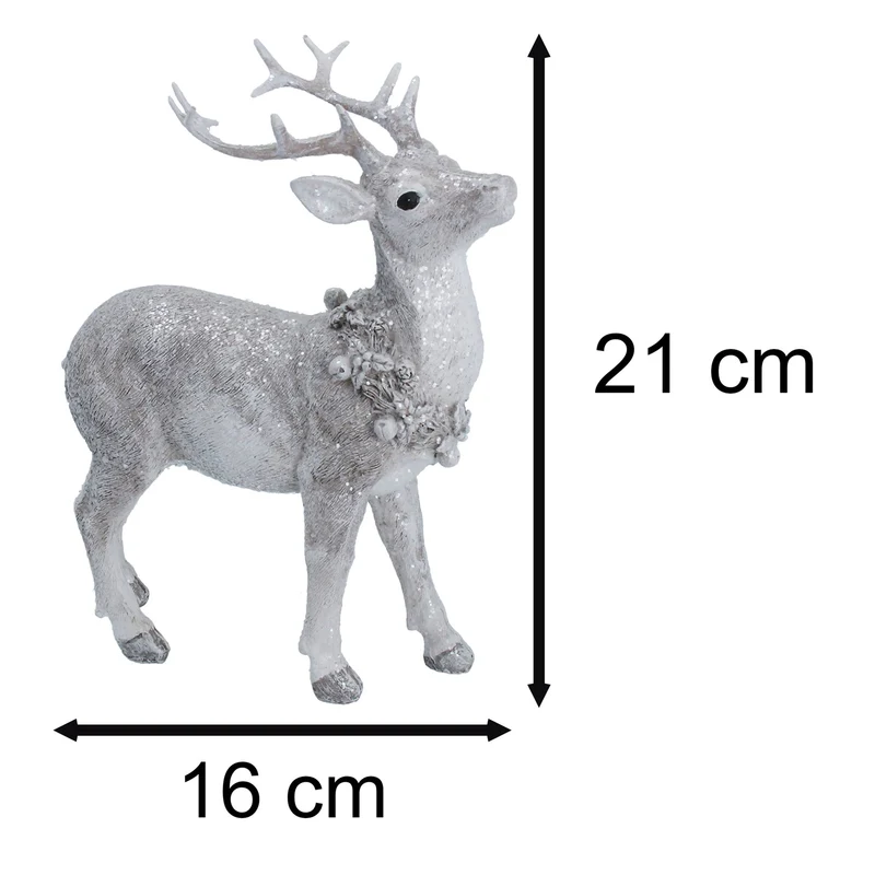 Beautiful Resin Reindeer Ornament | Deer Stag Figurine Christmas Statue - 21cm