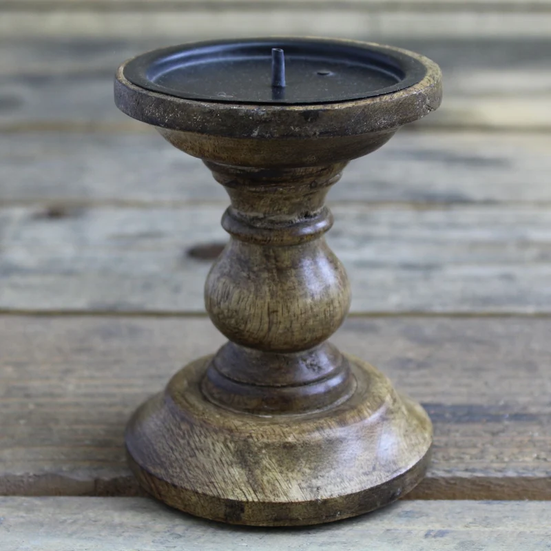 Traditional Wooden Candlestick - Handcrafted Wood Candle Stick Holder - Natural