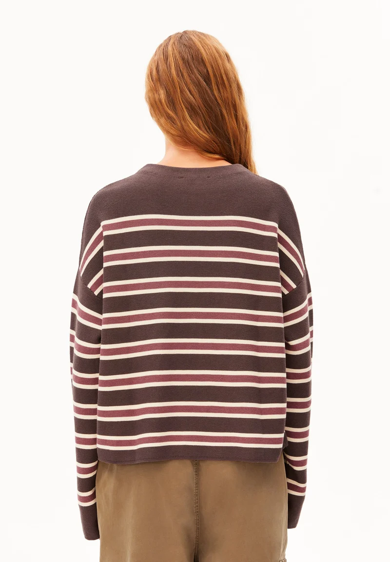 MERINAA GESTREIFTER STRICKPULLOVER | claystone-velvet ember