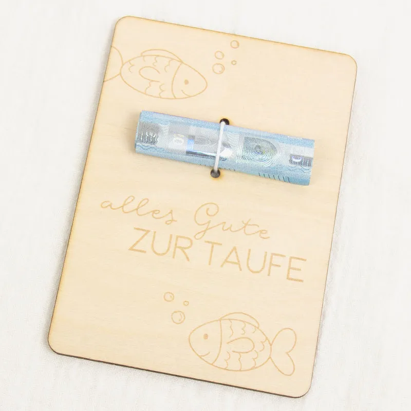 Geschenkkarte - Holz - Geldgeschenk Taufe - Fisch