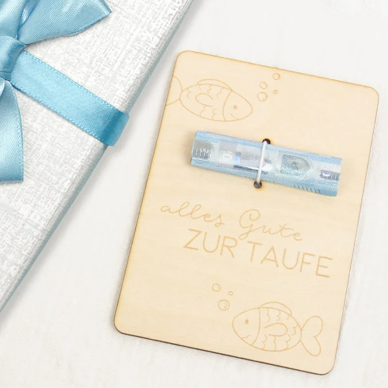 Geschenkkarte - Holz - Geldgeschenk Taufe - Fisch